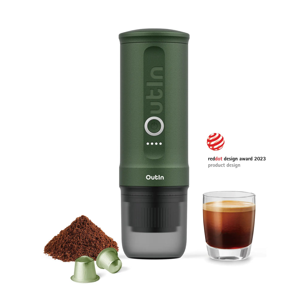 Outin Nano Tragbare Espresso Maschine (Forest Green) - Coffee Coaching Club