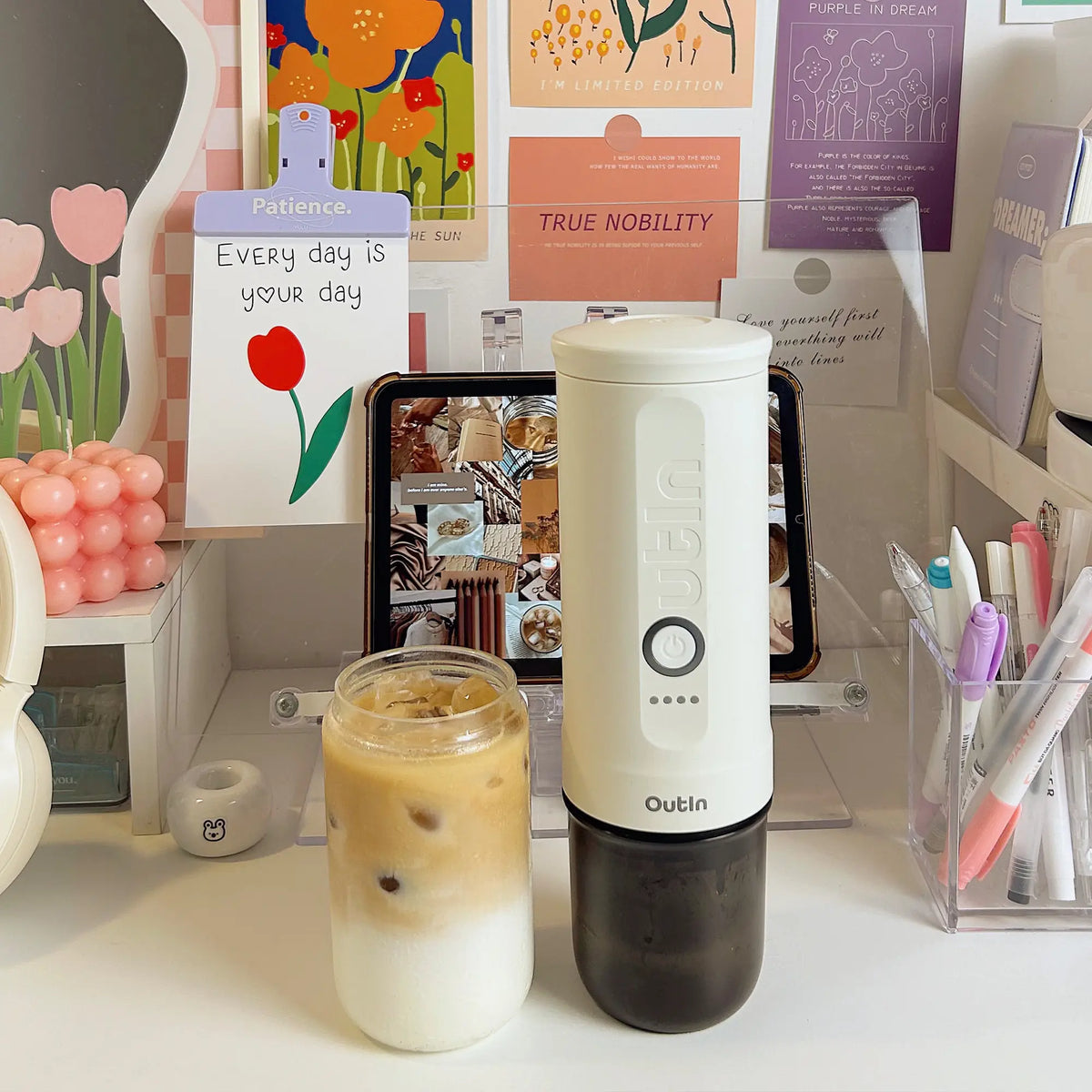 Outin Nano Tragbare Espresso Maschine (Pearl White) - Coffee Coaching Club