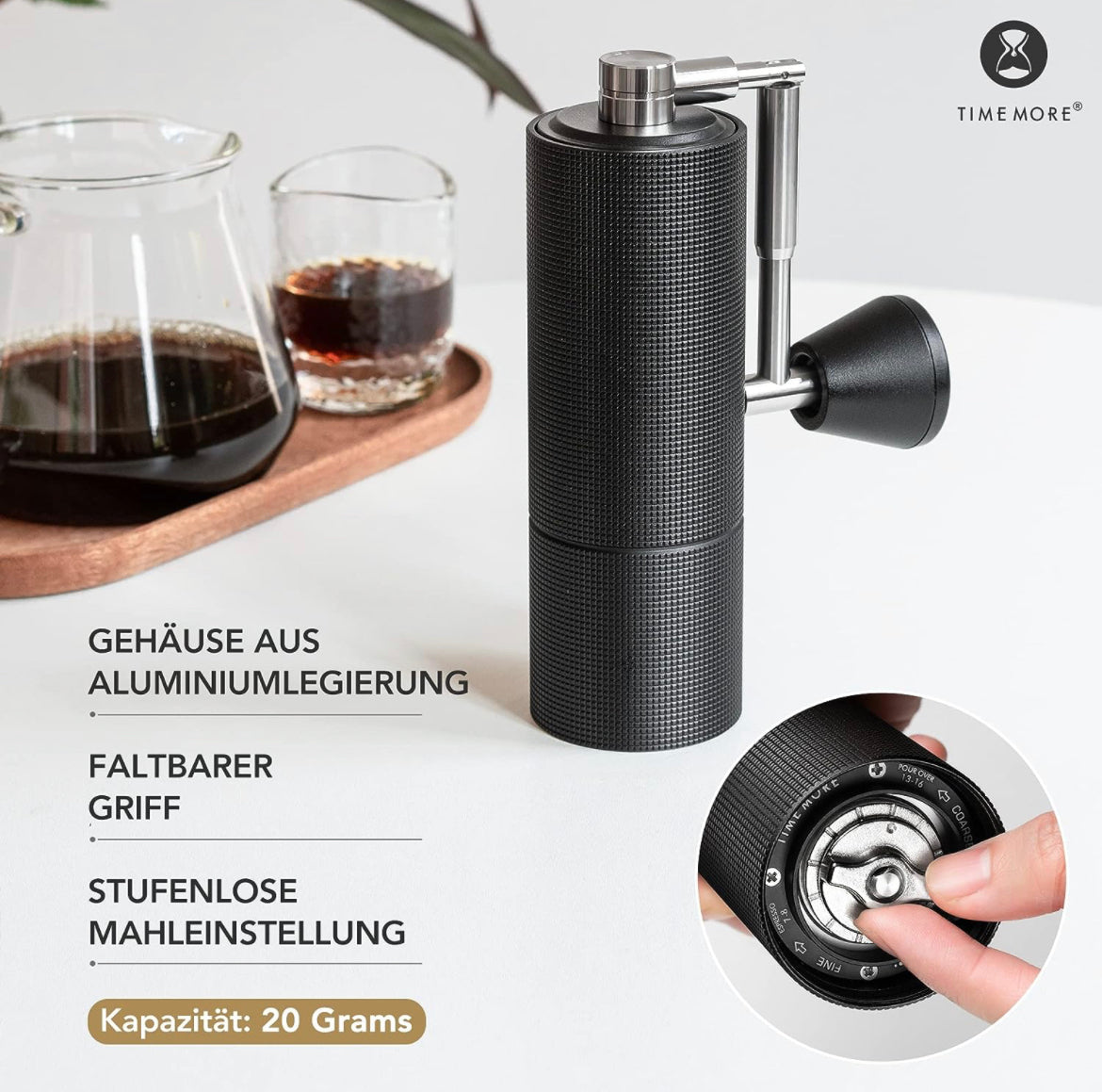 Timemore Pour Over Set - C3 Chestnut Pro Kaffeemühle, Gooseneck Kettle, Filterhalter und Glaskaraffe - Coffee Coaching Club