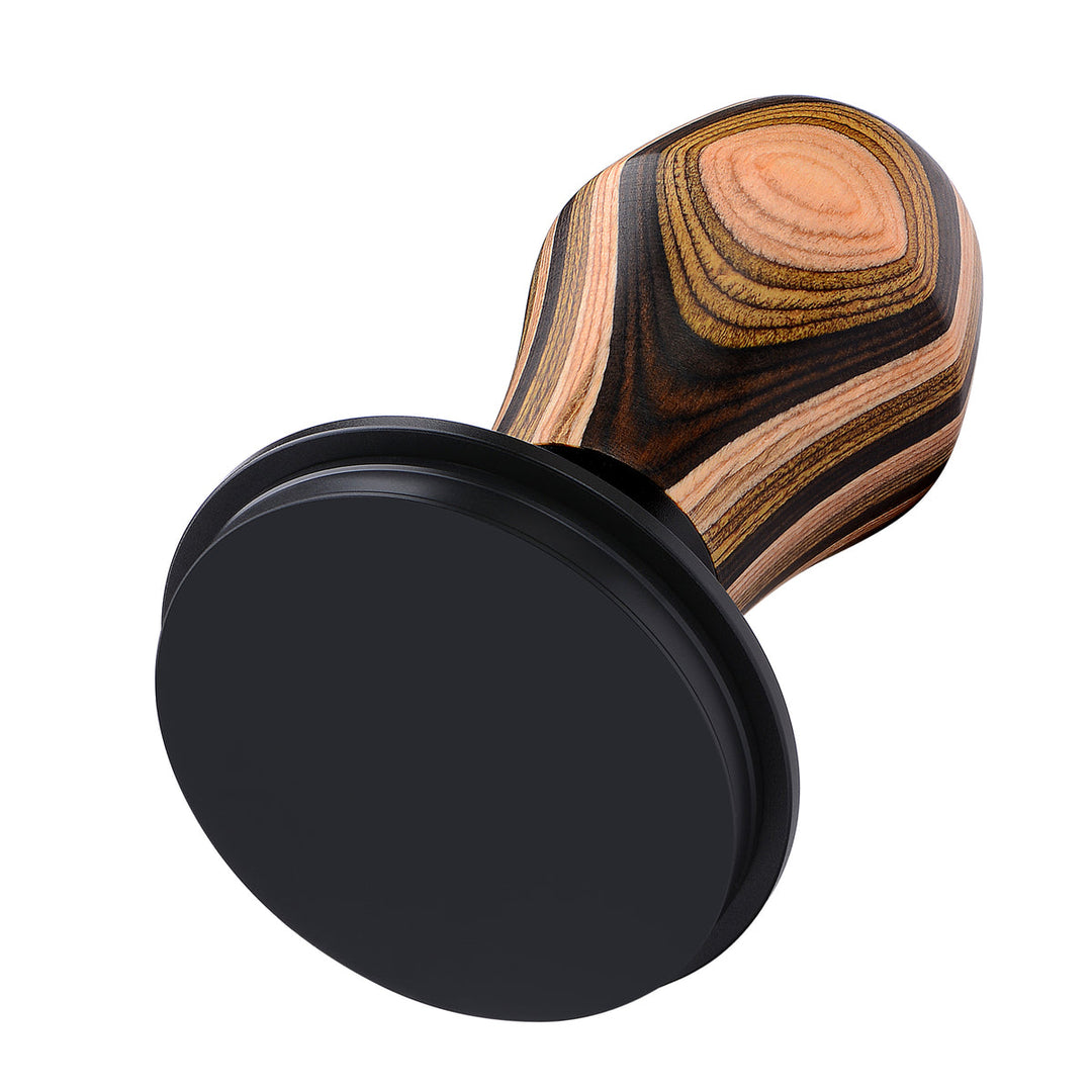Normcore Premium Tamper Druckregulierend Titan PVD - Gemustertes Holz - Coffee Coaching Club