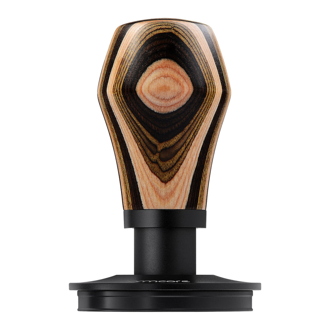 Normcore Premium Tamper Druckregulierend Titan PVD - Gemustertes Holz - Coffee Coaching Club