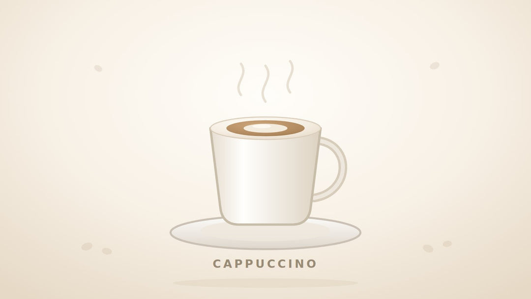 Illustration einer Cappuccino-Tasse mit Milchschaum und Crema-Ring auf Untertasse