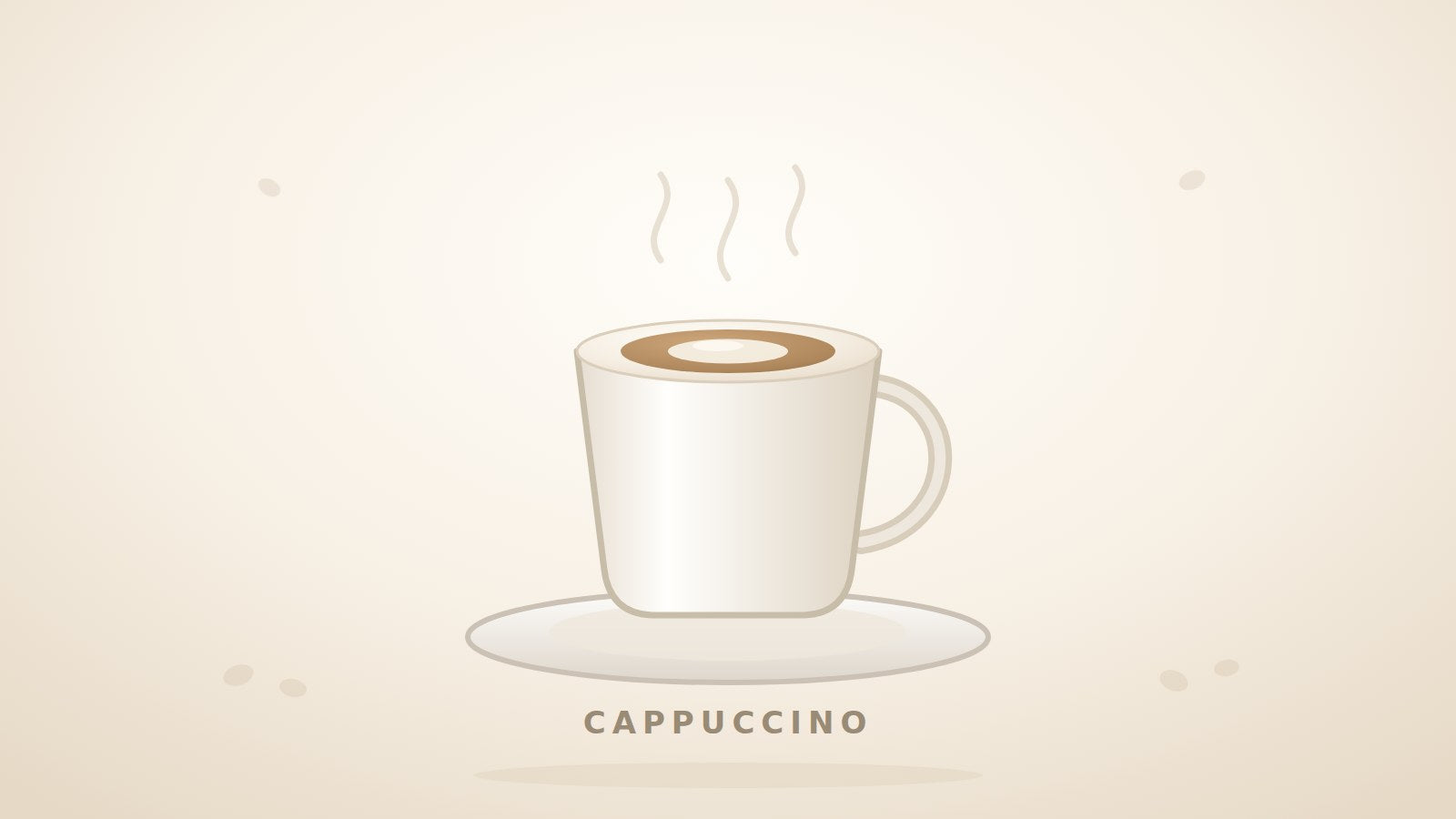 Illustration einer Cappuccino-Tasse mit Milchschaum und Crema-Ring auf Untertasse