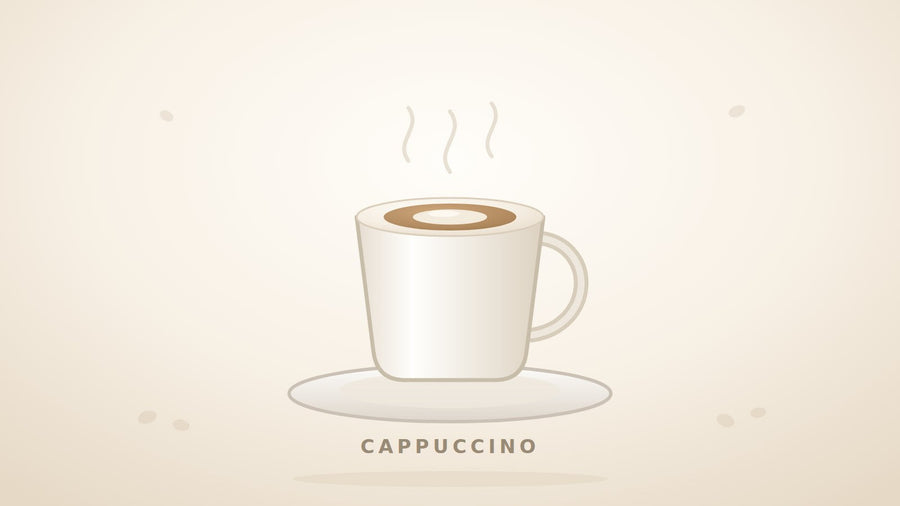 Illustration einer Cappuccino-Tasse mit Milchschaum und Crema-Ring auf Untertasse