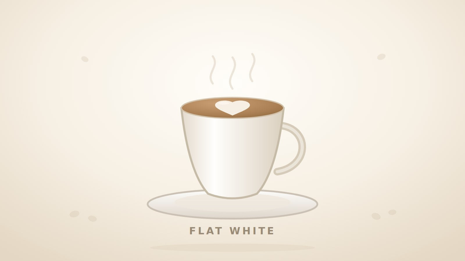 Illustration einer Flat-White-Tasse mit dünnem Microfoam und Herz aus Latte Art