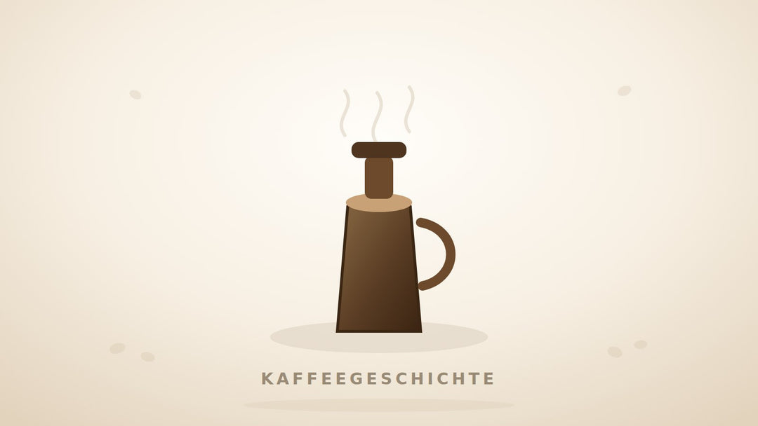 Illustration einer historischen Kaffeekanne mit Dampf