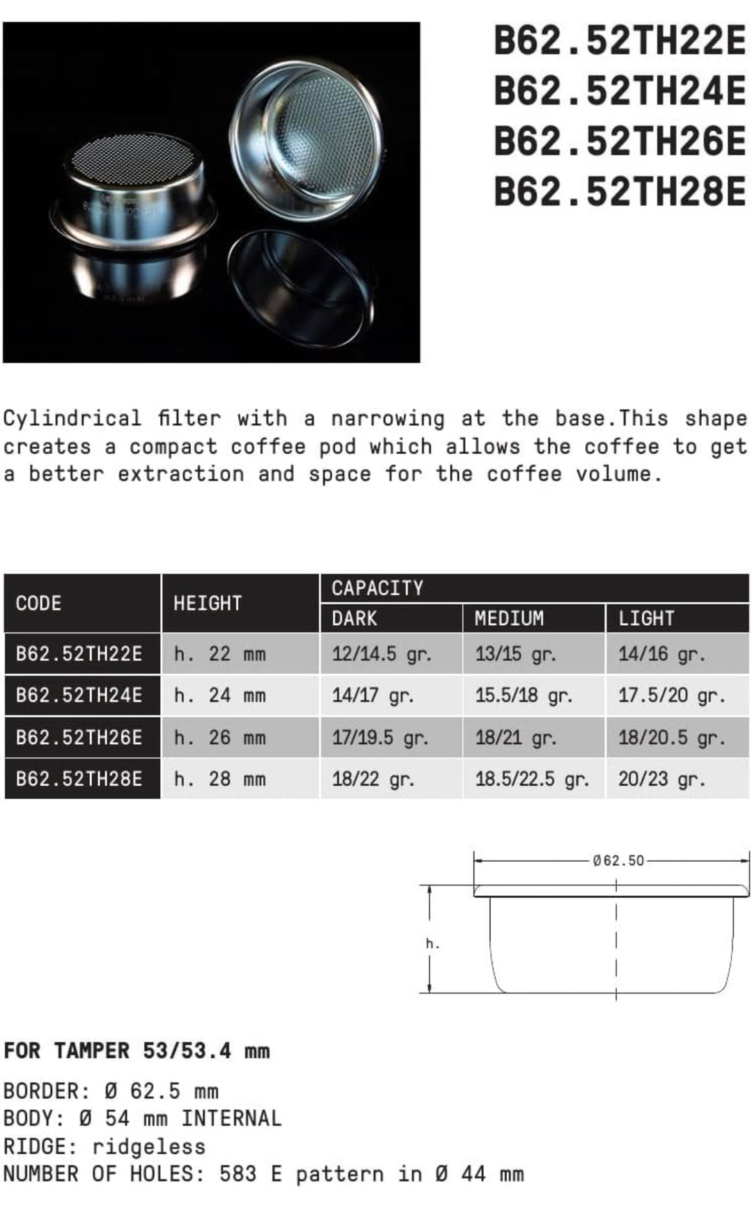 IMS 54 mm Präzisions Sieb - Korb h22E - Coffee Coaching Club