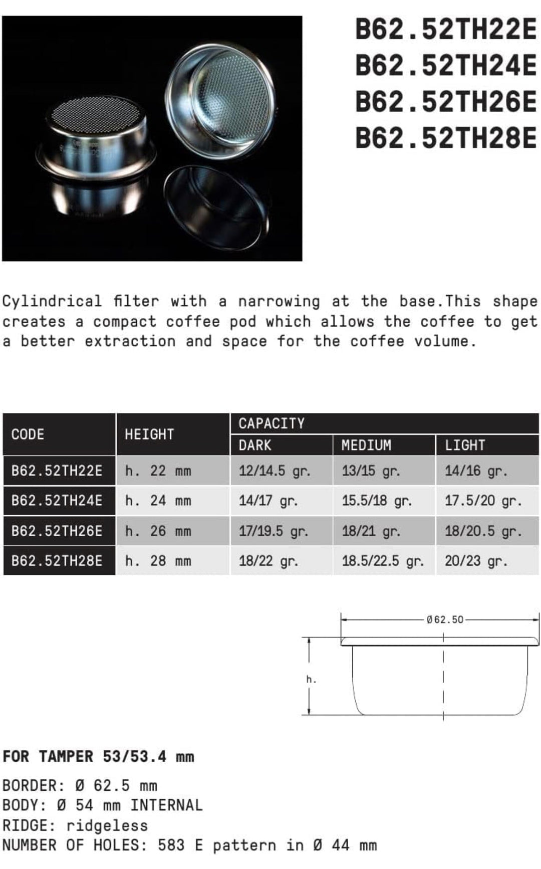 IMS 54 mm Präzisions Sieb - Korb h24E - Coffee Coaching Club