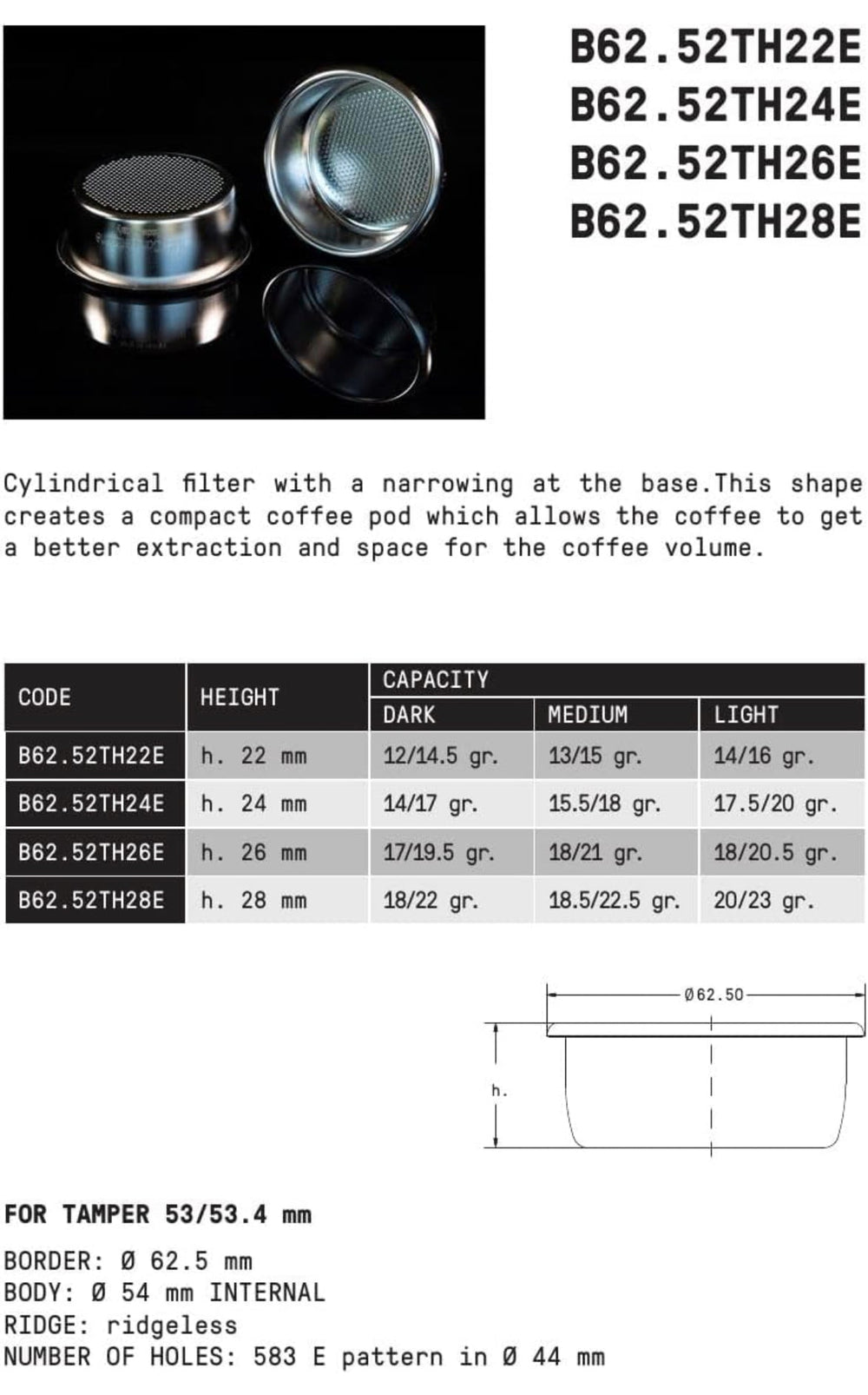 IMS 54 mm Präzisions Sieb - Korb h26E - Coffee Coaching Club