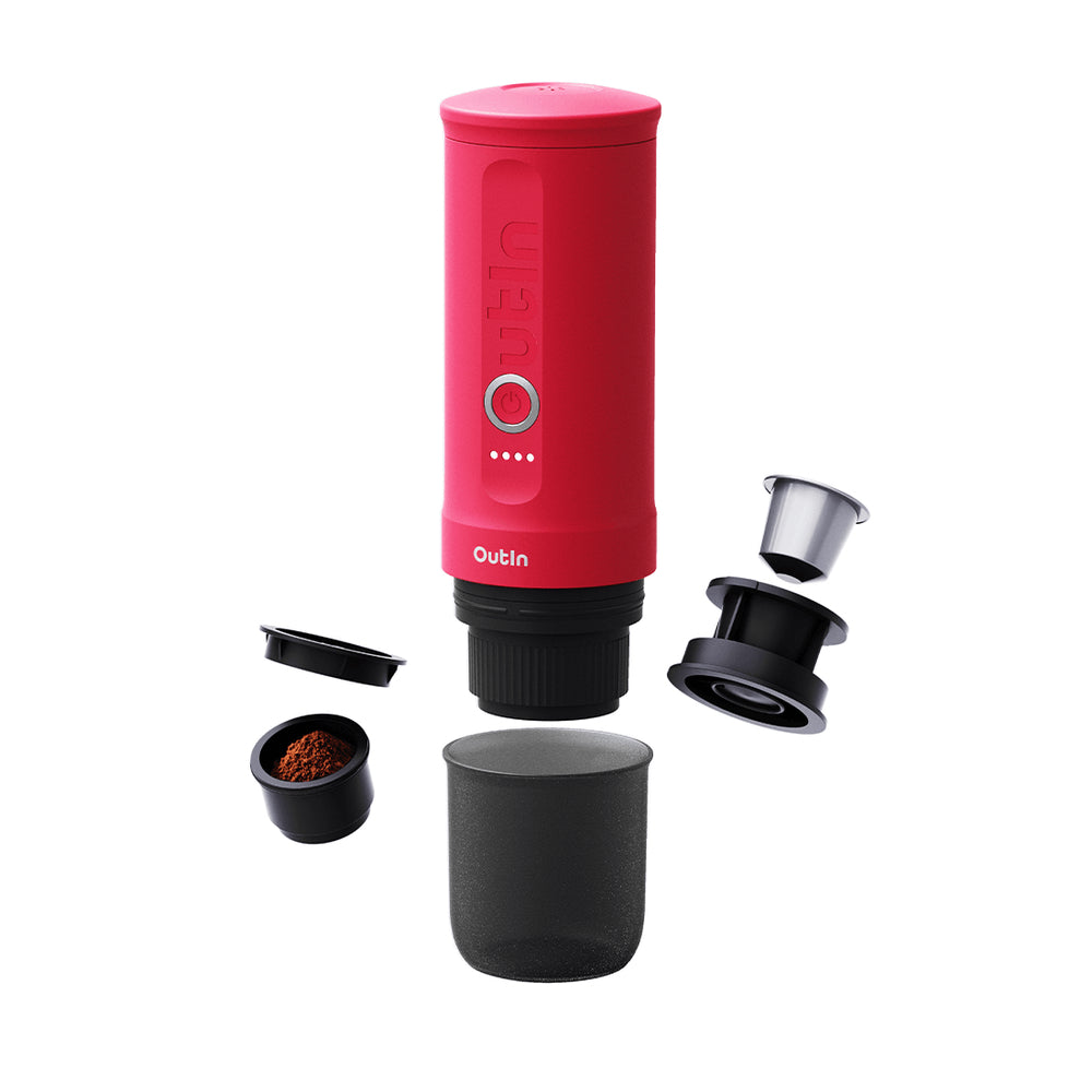 Outin Nano Tragbare Espresso Maschine (Crimson Red) - Coffee Coaching Club