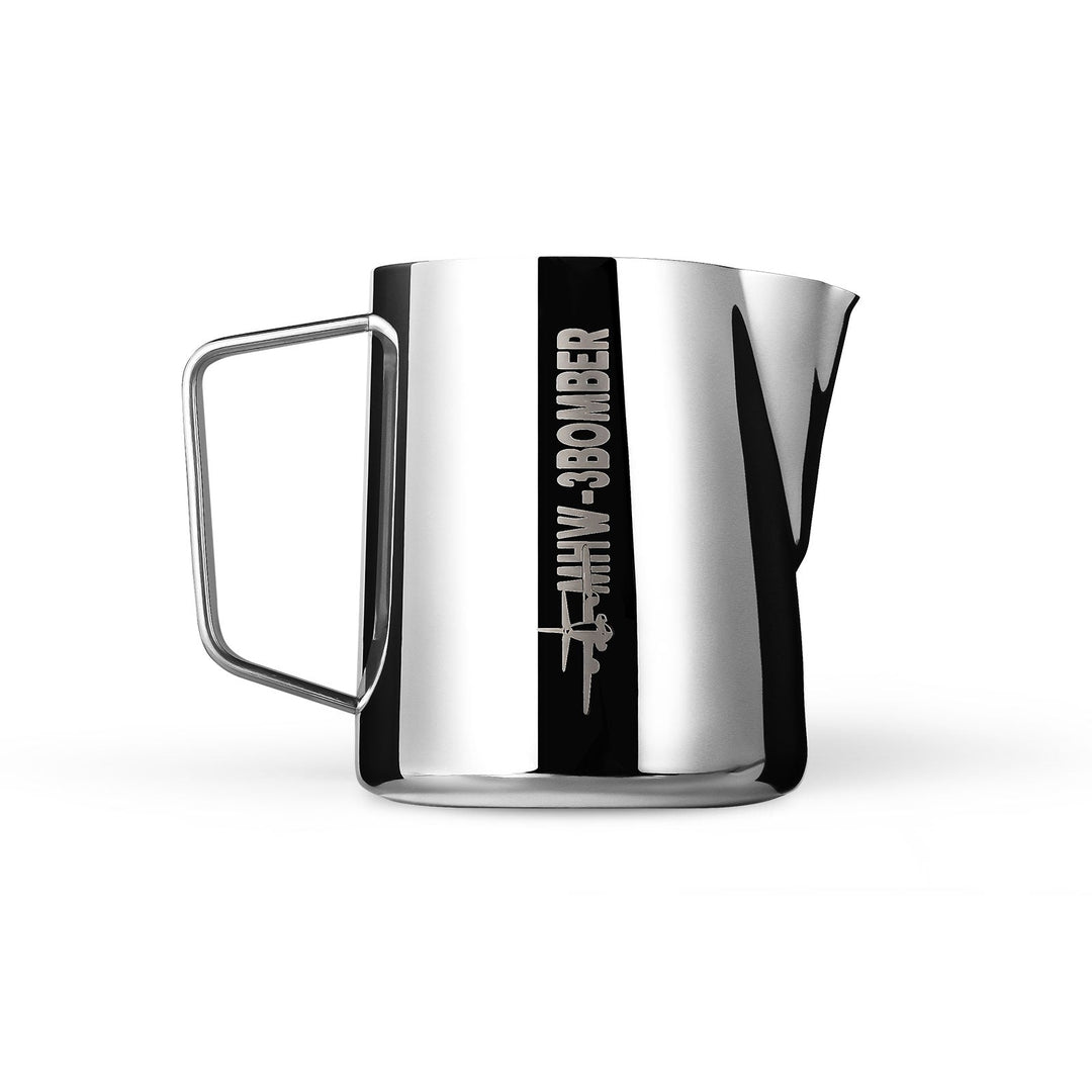 MHW-3BOMBER Milk Pitcher 5.0 in glossy stainless steel (Glossy Grey) with crocodile spout