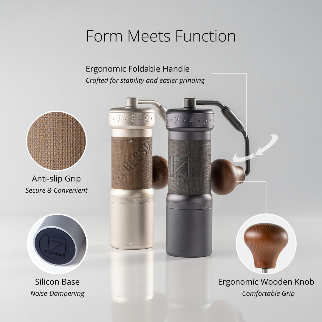1Zpresso K-Ultra Griffband, Silikonbasis und Holzknauf, Infografik – Coffee Coaching Club 16