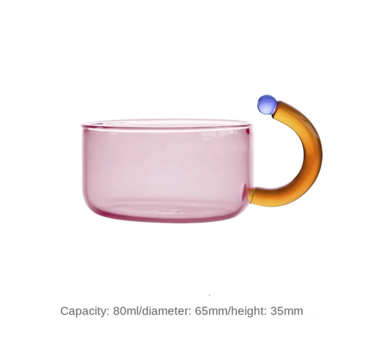 IVORE.GROUP Vaso de té en rosa con asa en ámbar