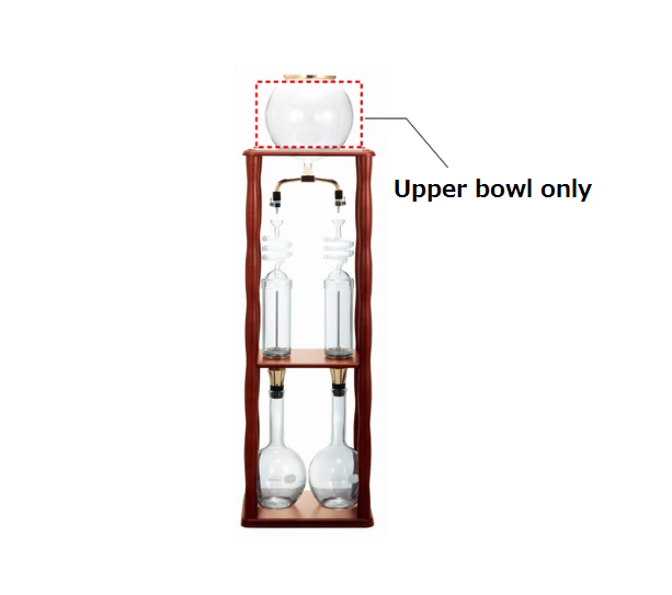Hario Water Dripper Wood WDW-20 mit hervorgehobenem oberen Glas für das Kaffeebett