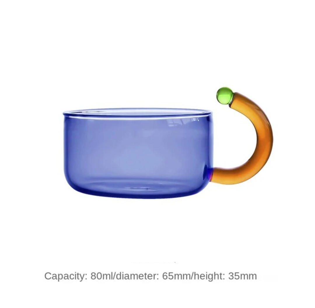 IVORE.GROUP Vaso de té en azul con asa en ámbar