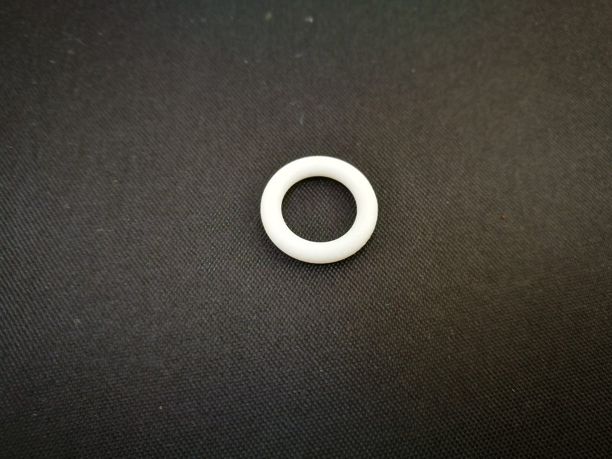 Kleine weisse PTFE-Dichtung mit 10 Millimeter Durchmesser