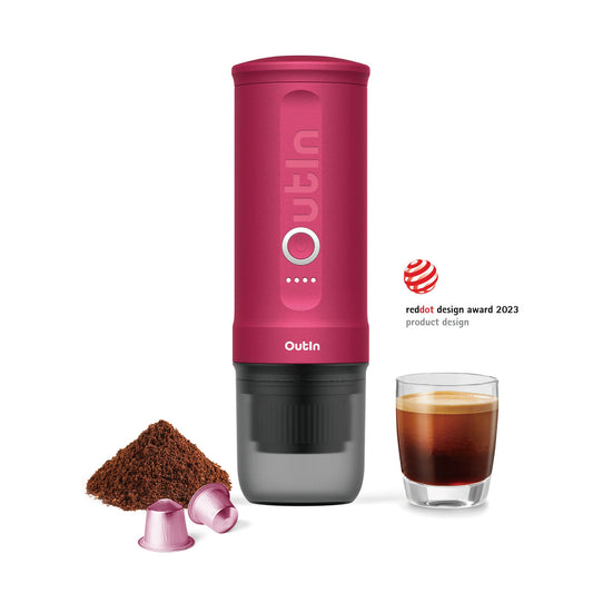 Outin Nano Tragbare Espresso Maschine (Crimson Red) - Coffee Coaching Club