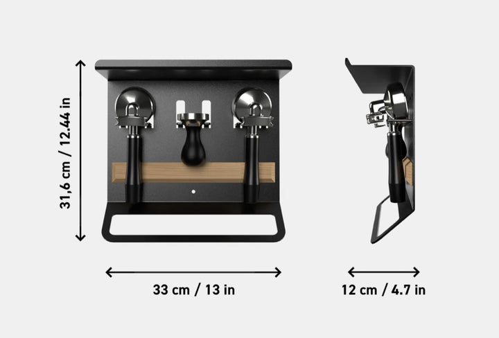 Flate - Board mit Siebträgerhalter für Barista Zubehör