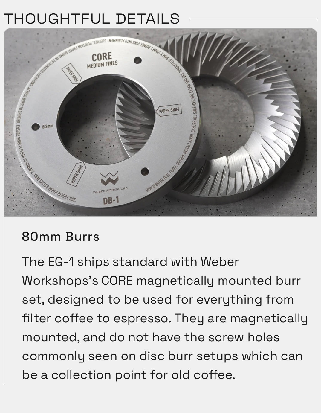 Weber Workshops The EG-1
80mm Flat Burr Kaffeemühle Silber - inklusive Versand und Steuern - Coffee Coaching Club