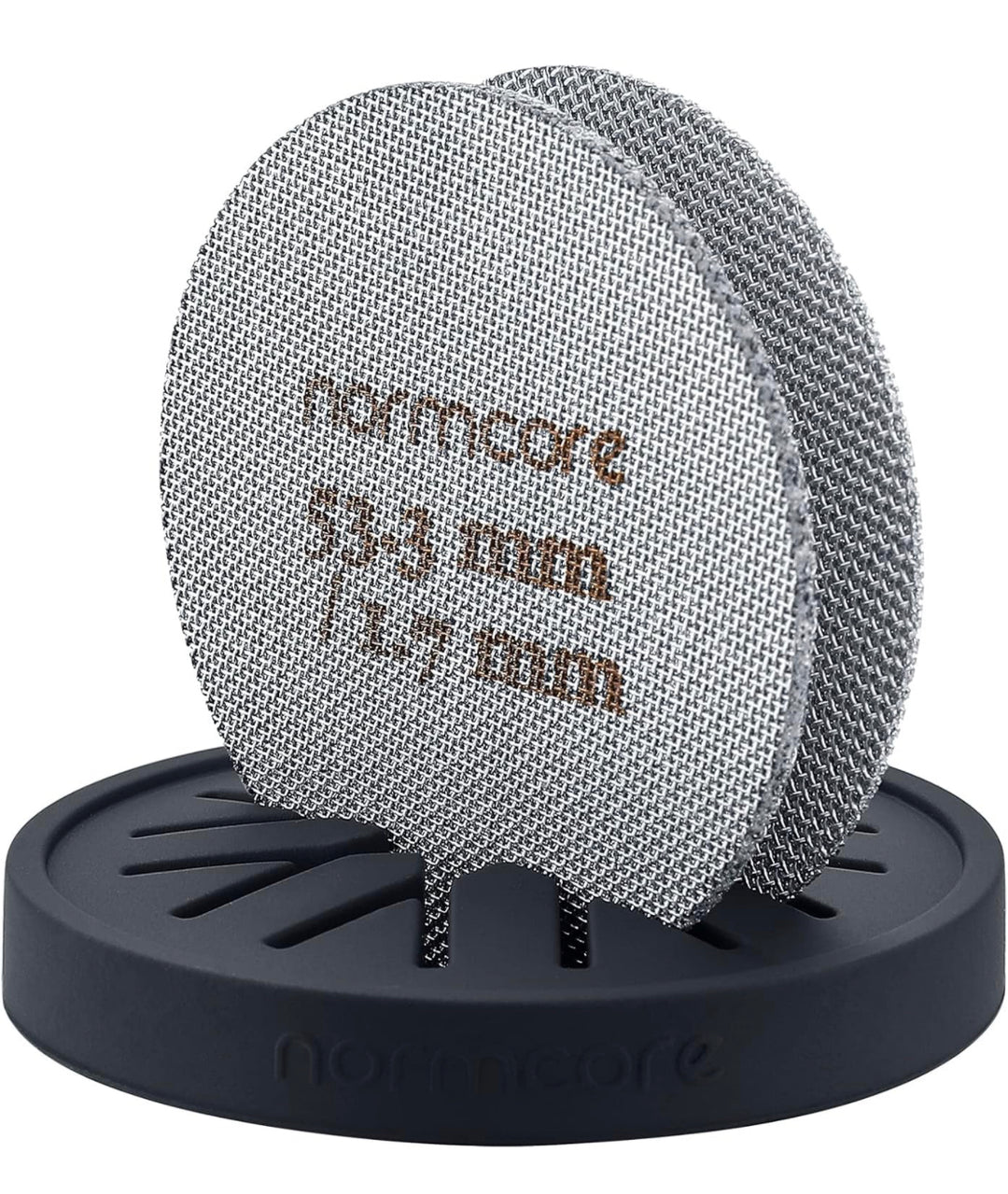 Normcore Premium Puck-Sieb, Puck Screen, 53.3 mm, 2 Stück, mit Ständer - Coffee Coaching Club