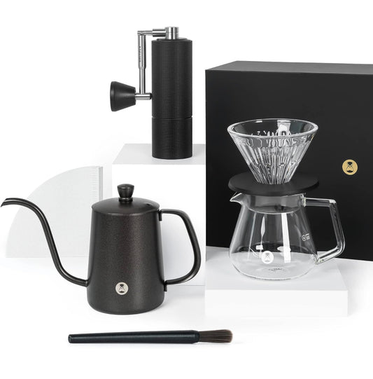 Timemore Pour Over Set - C3 Chestnut Pro Kaffeemühle, Gooseneck Kettle, Filterhalter und Glaskaraffe - Coffee Coaching Club