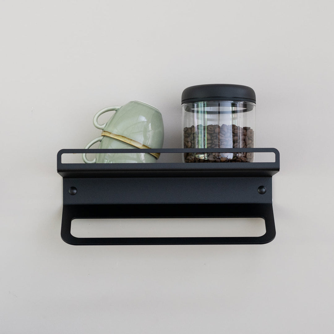 Flate - Barista wall shelf with portafilter holder for barista accessories