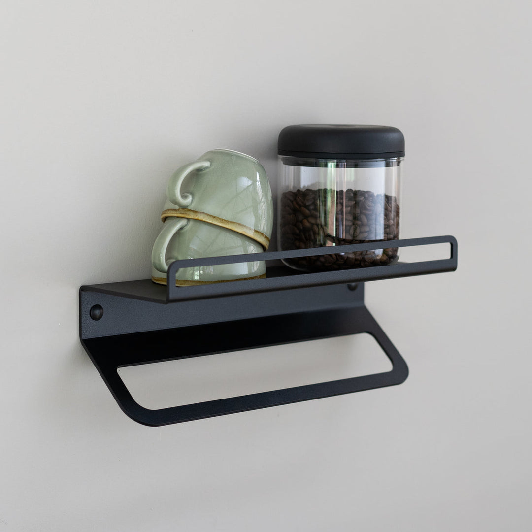 Flate - Barista wall shelf with portafilter holder for barista accessories