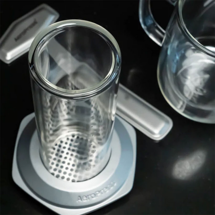 AeroPress Premium Coffee Maker made of glass and stainless steel – a handmade masterpiece