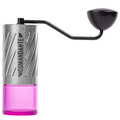 Comandante® C60 Baracuda® Stone Washed, vista lateral com recipiente de grãos rosa - Coffee Coaching Club