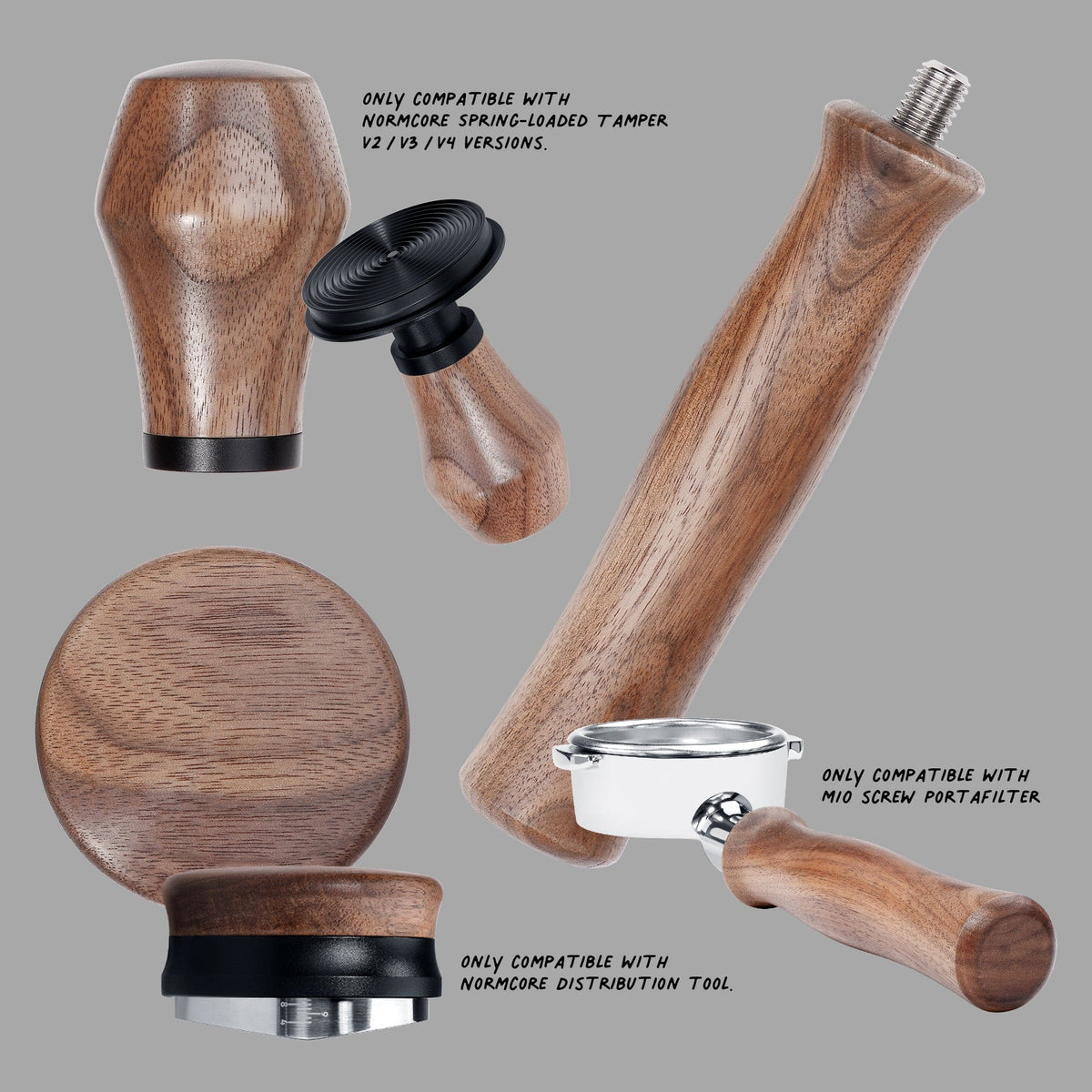Normcore Walnuss-Holzgriff 53,3 mm Maserung Detail – Coffee Coaching Club 2