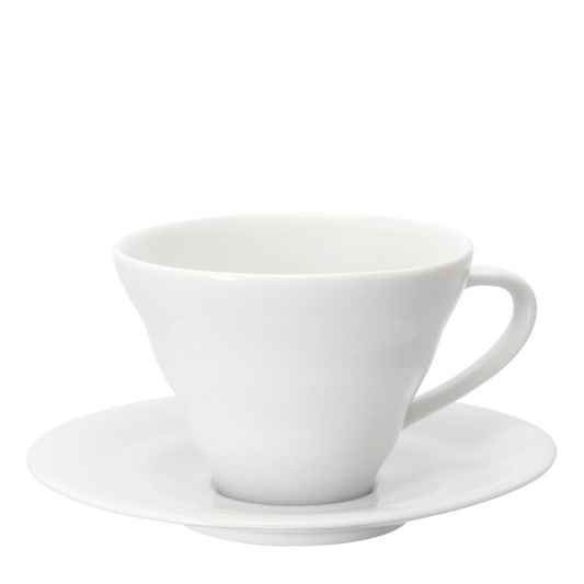 Hario Keramiktasse und Untertasse im V60 Design 150ml  - Weiss - Coffee Coaching Club