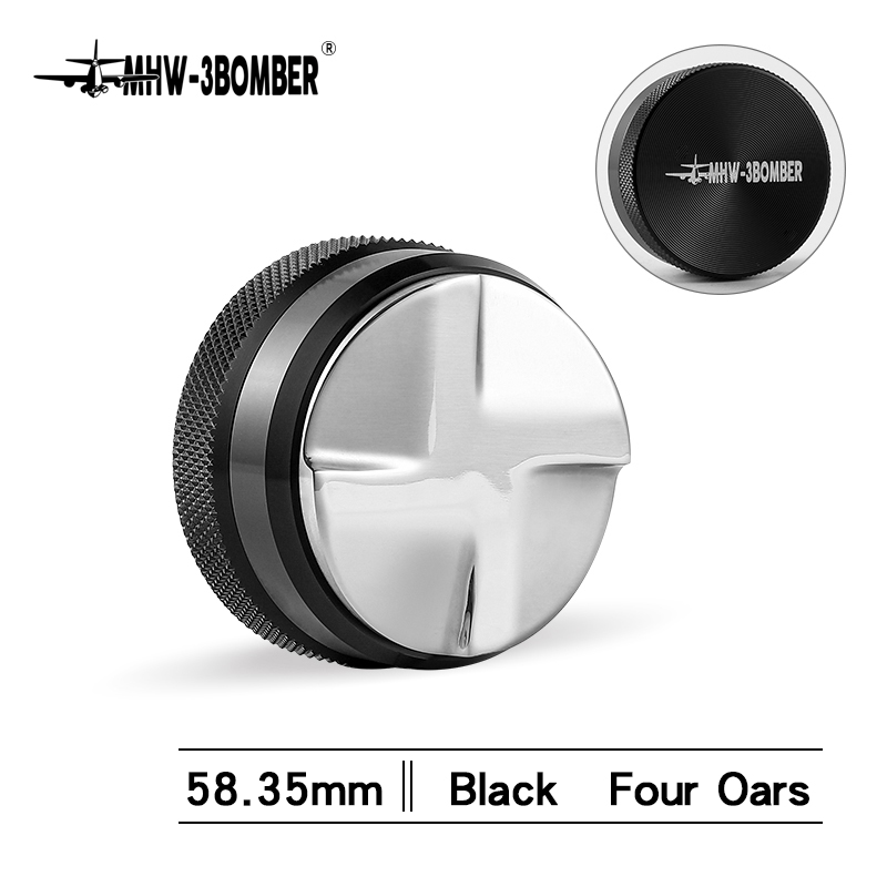 MHW-3BOMBER CD-Texture Leveling Tool 58.35 mm distributor in black (Black) with four stainless steel paddles (Four Oars)