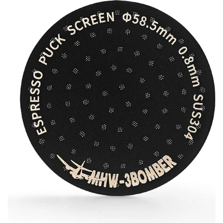 MHW-3BOMBER Espresso Puck Sieb 58.5 mm 0.8 mm Schwarz Titanium beschichtet - Coffee Coaching Club