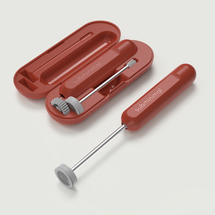 Subminimal NanoFoamer GO Milchaufschäumer in Terracotta mit farblich passendem Etui