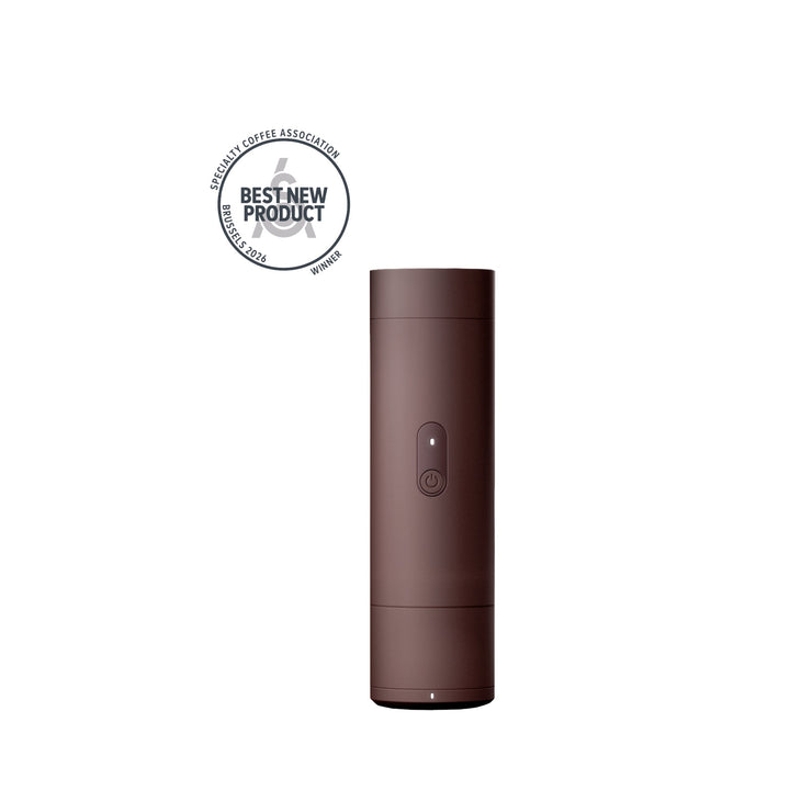 Varia ORBI, máquina de espresso portátil en rojo rubí (Ruby) con pantalla táctil en la parte frontal