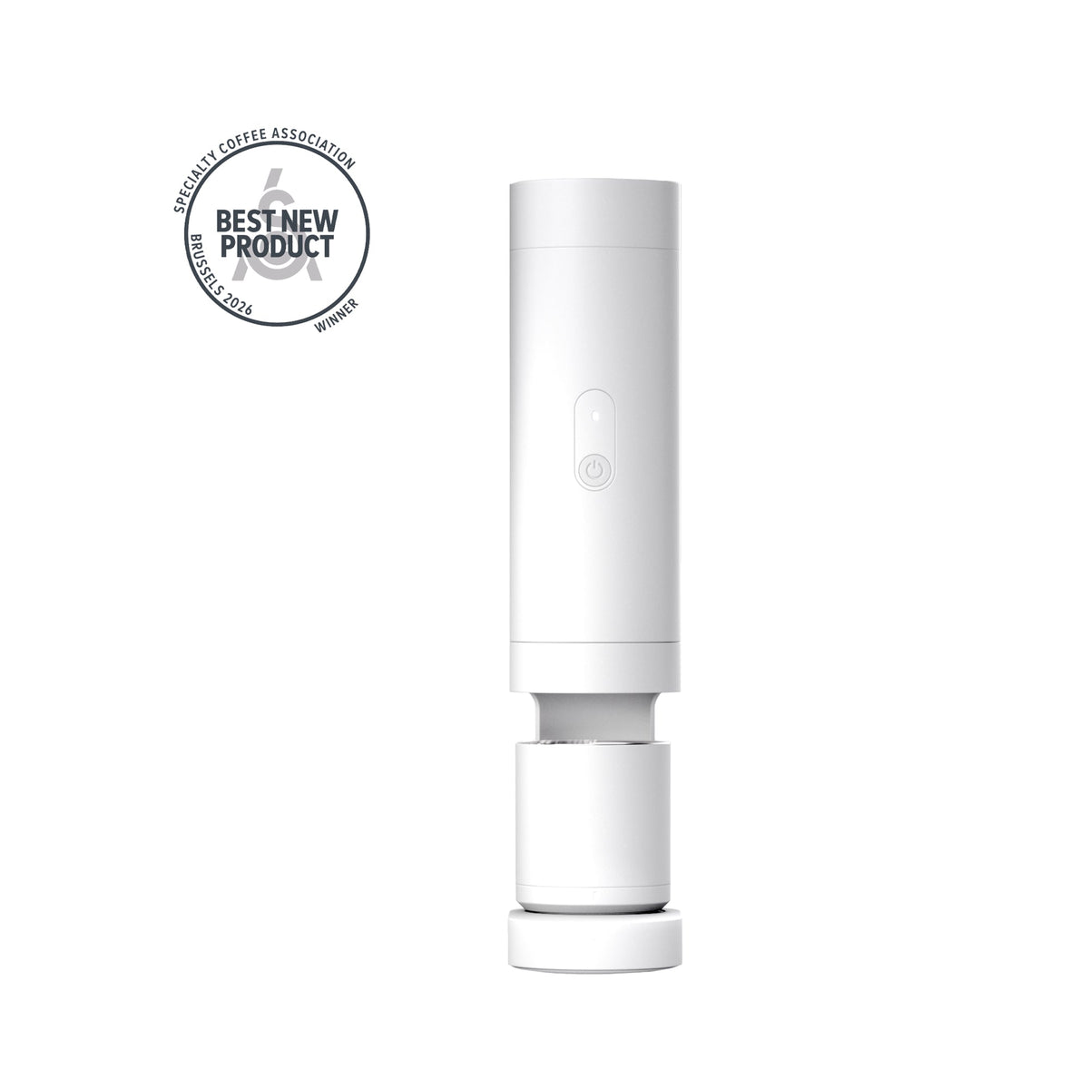 Varia ORBI PRO, máquina de espresso en blanco (White) en el Home Dock con báscula de taza