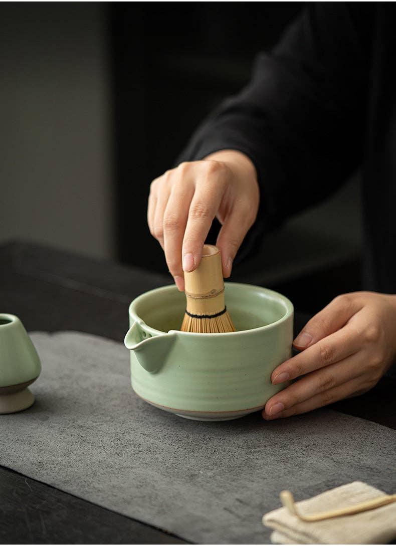 Gohobi - Gohobi Colourful Ceramic Bowl Matcha Set: Lake Blue - Coffee Coaching Club