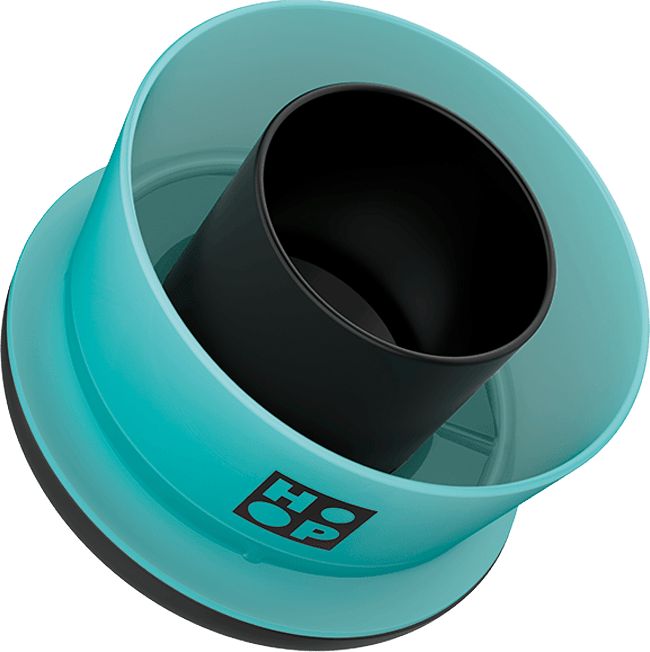 Ceado Hoop Coffee Brewer Turquoise, Flow Tower and Outer Loop at an angle from above – Coffee Coaching Club 15