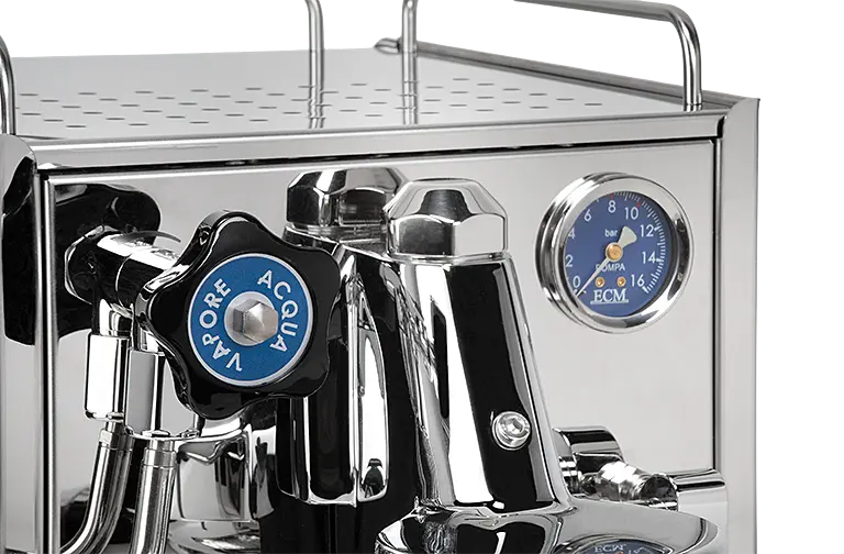 ECM Classika III robinet rotatif et manomètre avec accents bleus – Coffee Coaching Club 5