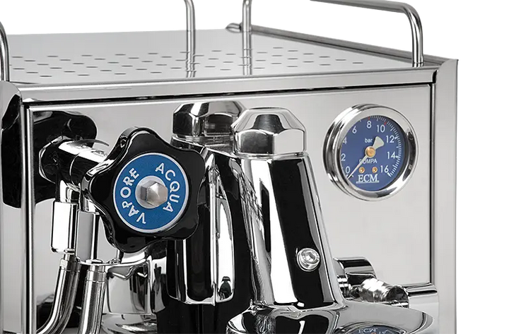 ECM Classika III robinet rotatif et manomètre avec accents bleus – Coffee Coaching Club 5