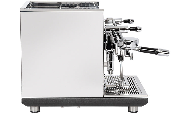 ECM Synchronika II Edelstahl Seitenansicht – Coffee Coaching Club 10