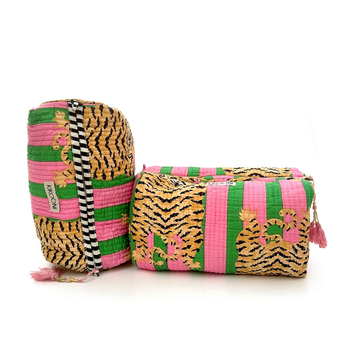 Kikooni Kosmetiktasche Poppy Tiger Candy zwei Taschen liegend und hochkant – Coffee Coaching Club 2