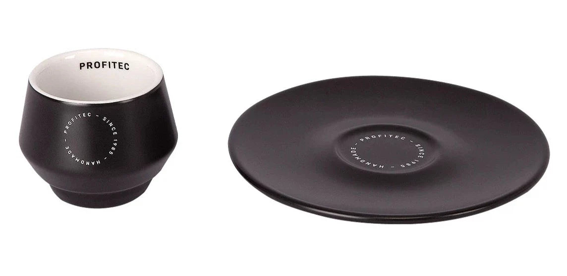 Profitec Espressotasse schwarz-matt mit Untertasse