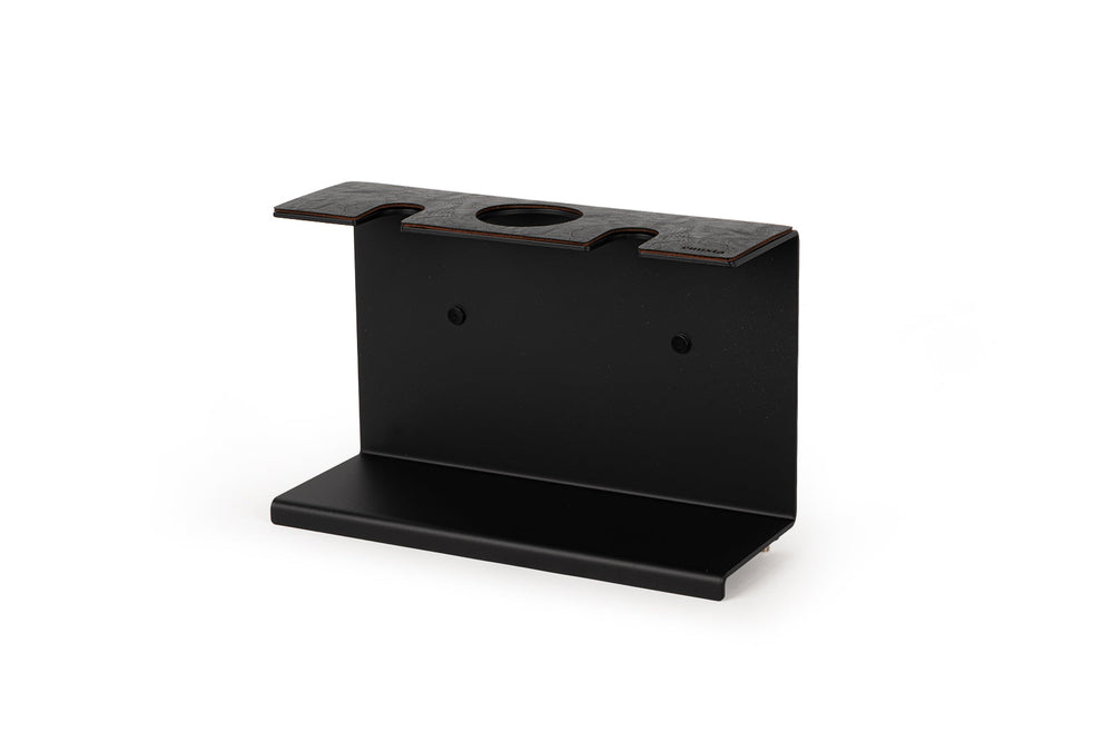 Eurista Station schwarz matt – 3 mm Stahl, Wand- und Standmontage – Coffee Coaching Club