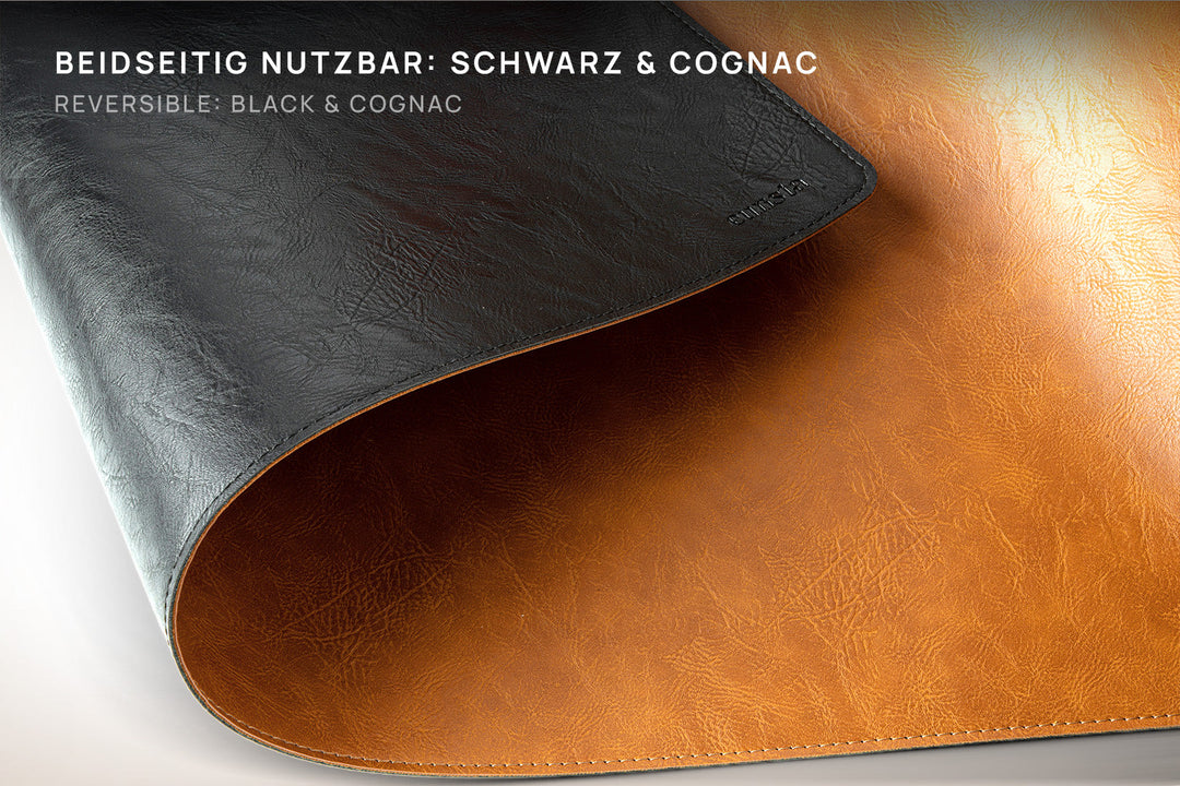 Eurista Grundmatte gewendet, Oberseite schwarz und Unterseite cognac – Coffee Coaching Club 7