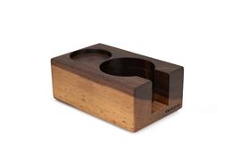 Eurista Holz-Tampingstation Duo Nuss – Tamperstation Echtholz 58 mm – Coffee Coaching Club