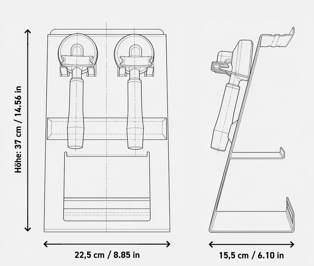 Flate Barista Station plano de dimensiones 37 × 22,5 × 15,5 cm – Coffee Coaching Club 14