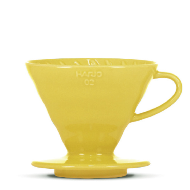 HARIO V60 Filterhalter Porzellan 3-4 Port in Gelb – Coffee Coaching Club