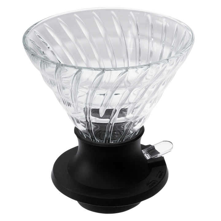 Hario V60 Switch Glas 03 (360 ml) mit schwarzem Silikonsockel – Coffee Coaching Club 32