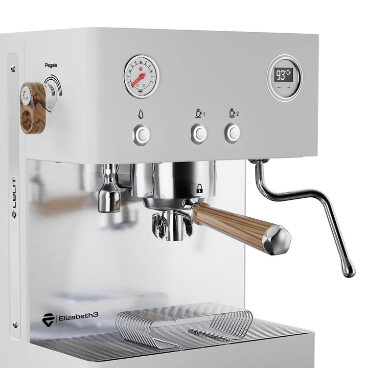 Lelit Elizabeth3 blanche avec bois Zebrano, Pagaia, manomètre et LCC – Coffee Coaching Club 11